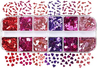Foto 1 | Suministros Para Decoración De Uñas Huoguo Valentine's Glitter Heart 3d Hol - Venta Internacional.