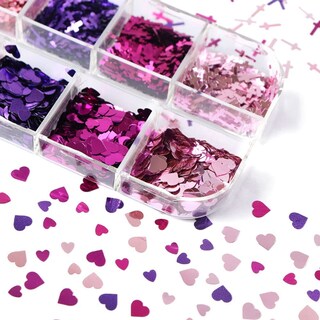 Foto 2 | Suministros Para Decoración De Uñas Huoguo Valentine's Glitter Heart 3d Hol - Venta Internacional.