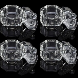 Foto 1 | Plato De Cristal Para Uñas Paquete De 4 Unidades Con Tapa Cristalería Transparente Huoguo - Venta Internacional.