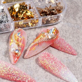 Foto 2 | Pegatinas Huoguo Para Decoración De Uñas Aluminio Dorado Y Plateado 1 Caja - Venta Internacional.