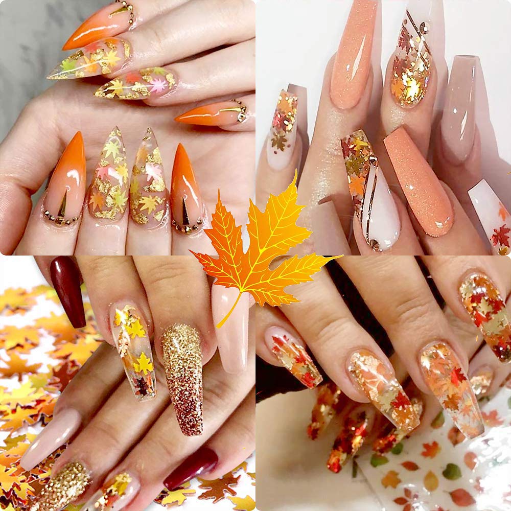 Foto 2 pulgar | Arte De Otoño Huoguo Con Purpurina De Hojas De Arce Con Lentejuelas Para Uñas  12 Colores - Venta Internacional.