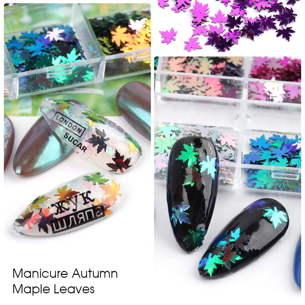 Foto 3 pulgar | Arte De Otoño Huoguo Con Purpurina De Hojas De Arce Con Lentejuelas Para Uñas  12 Colores - Venta Internacional.
