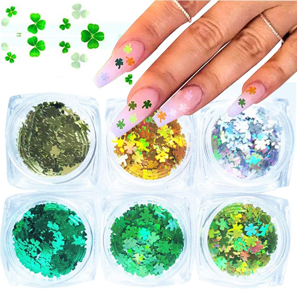 Foto 5 pulgar | Set De Decoración De Uñas Con Lentejuelas De Trébol Para El Día De San Patricio  6 Unidades - Venta Internacional.