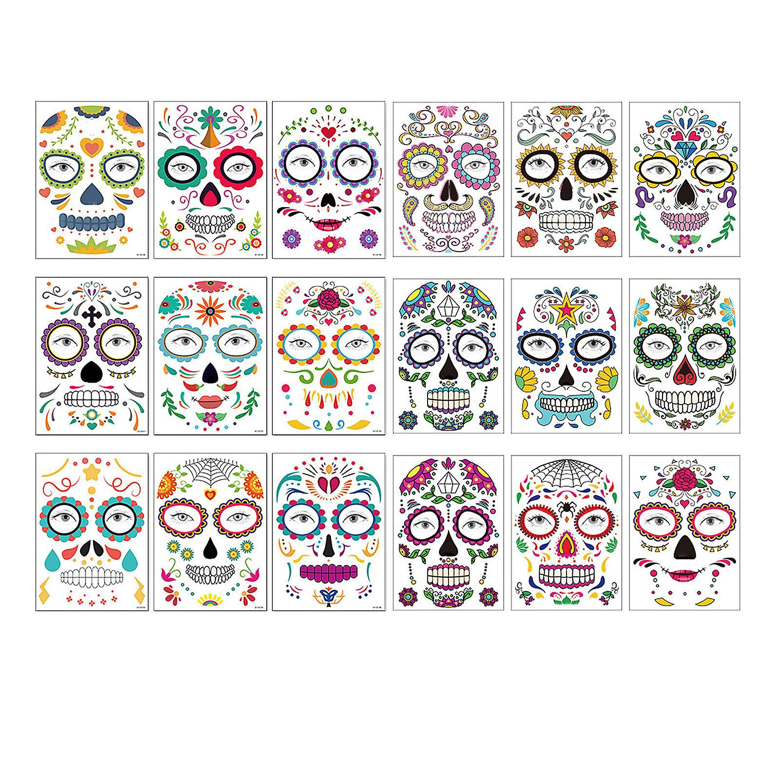 Foto 2 pulgar | Adhesivo Con Tatuajes Faciales De Halloween  18 Hojas  Para Fiesta De Halloween - Venta Internacional.