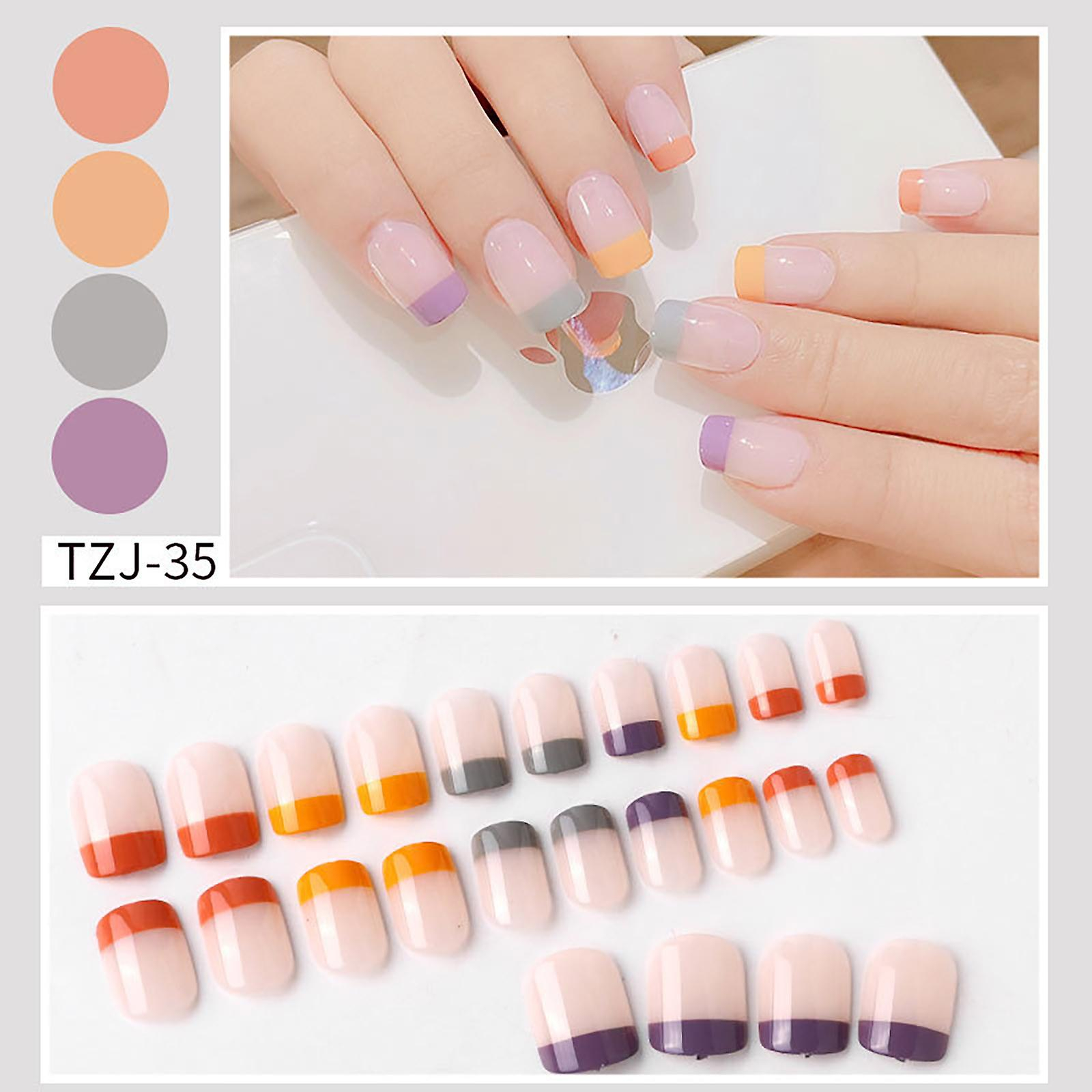 Foto 3 pulgar | Juego De Pegatinas Para Uñas Huoguo Coffin Fake Nails Con Pegatinas Y Lima - Venta Internacional.