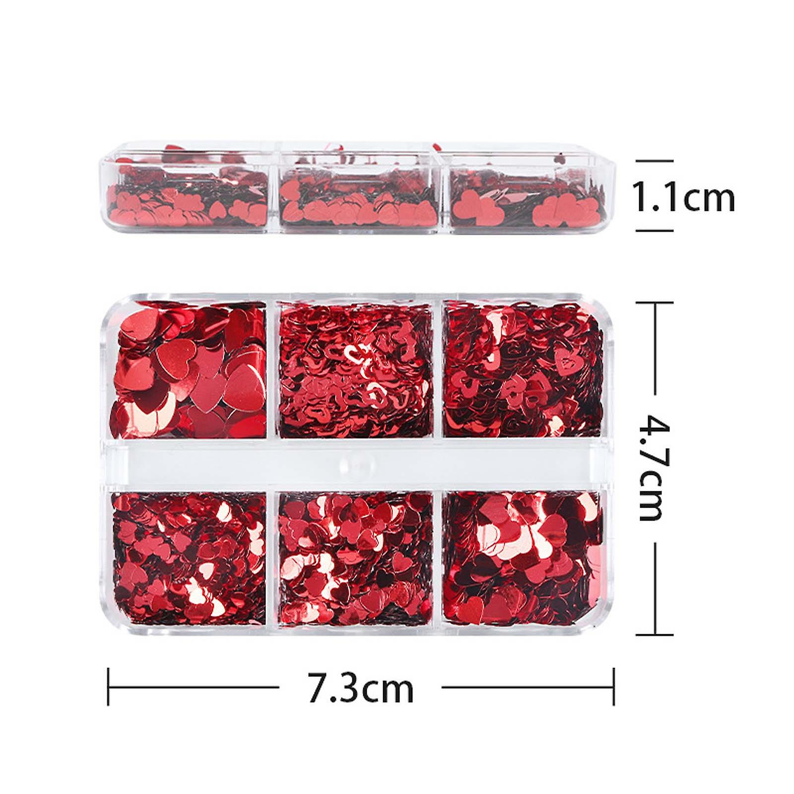 Foto 4 pulgar | Lentejuelas Decorativas Para Decoración De Uñas  Tamaño Grande  Corazón De Amor Rojo  6 Cajas - Venta Internacional.