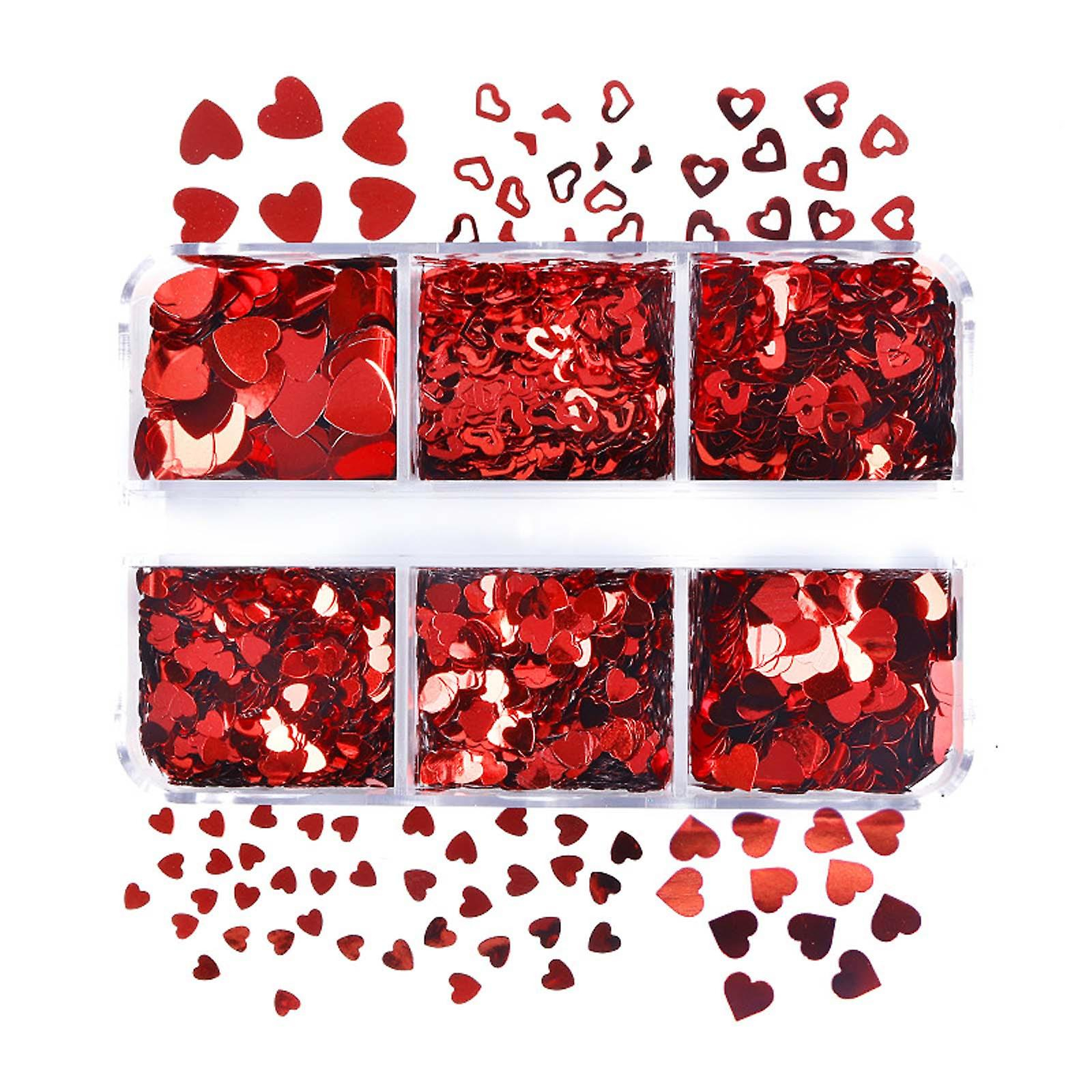 Foto 5 pulgar | Lentejuelas Decorativas Para Decoración De Uñas  Tamaño Grande  Corazón De Amor Rojo  6 Cajas - Venta Internacional.