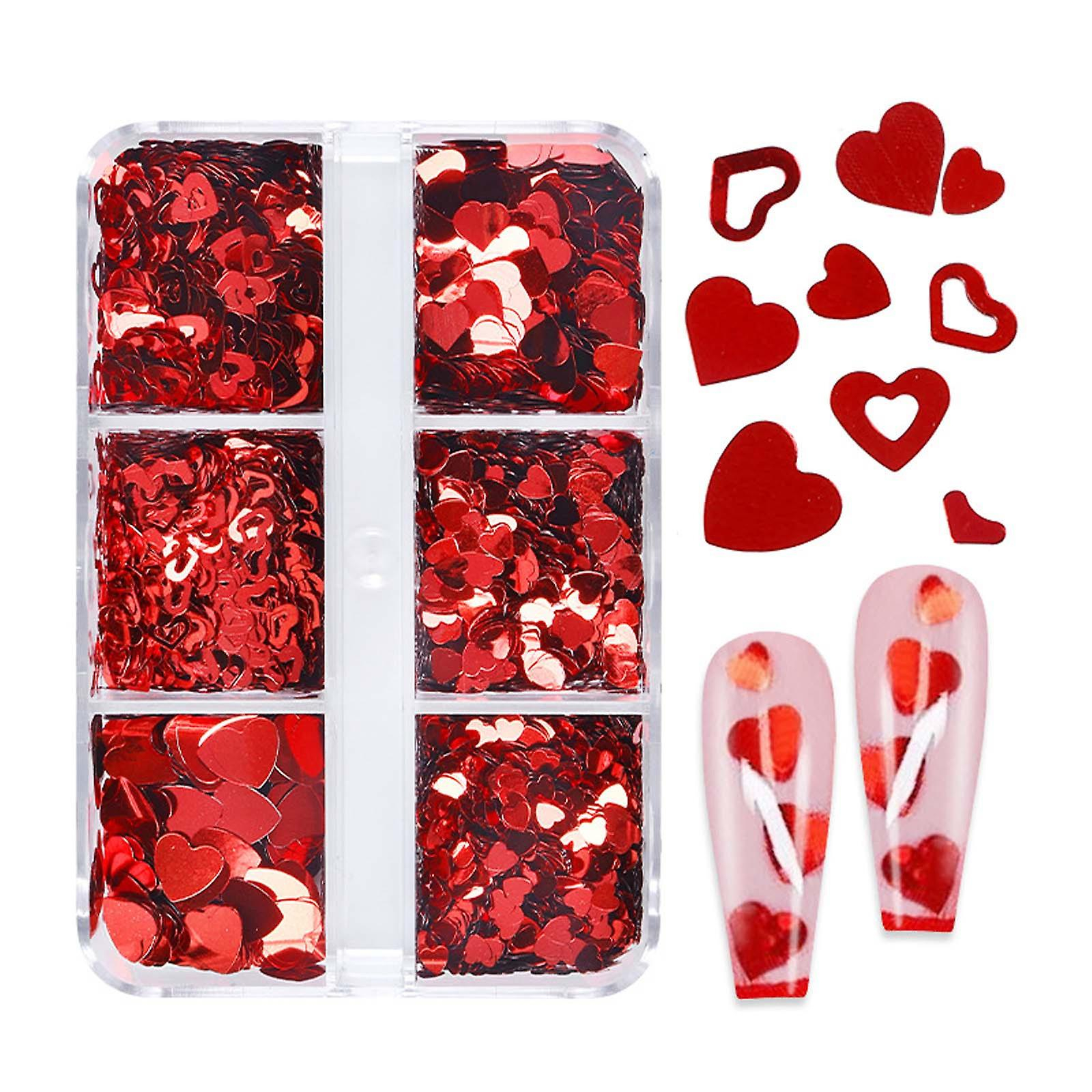 Foto 6 pulgar | Lentejuelas Decorativas Para Decoración De Uñas  Tamaño Grande  Corazón De Amor Rojo  6 Cajas - Venta Internacional.