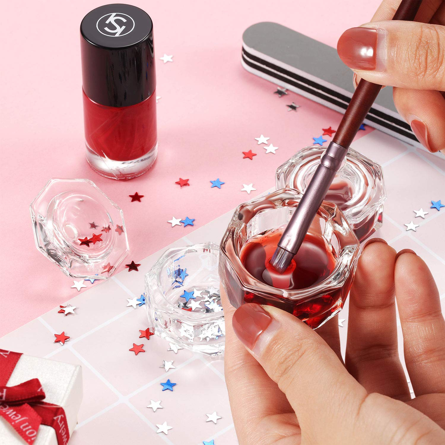 Foto 5 pulgar | Plato De Cristal Para Uñas  Paquete De 4 Unidades Con Tapa  Cristalería Transparente Huoguo - Venta Internacional.