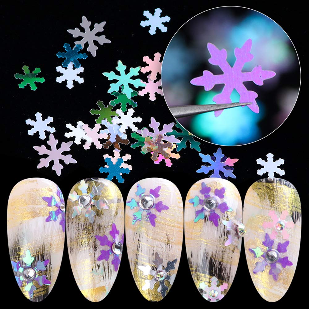 Foto 2 pulgar | Calcomanías Holográficas Para Decoración De Uñas Con Forma De Copos De Nieve En 3d Con Purpurina  6  - Venta Inte
