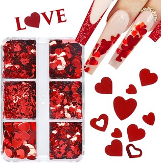 Foto 2 | Lentejuelas Con Purpurina Para Decoración De Uñas En 3d Con Forma De Corazón Holográfico Para San V - Venta Inte