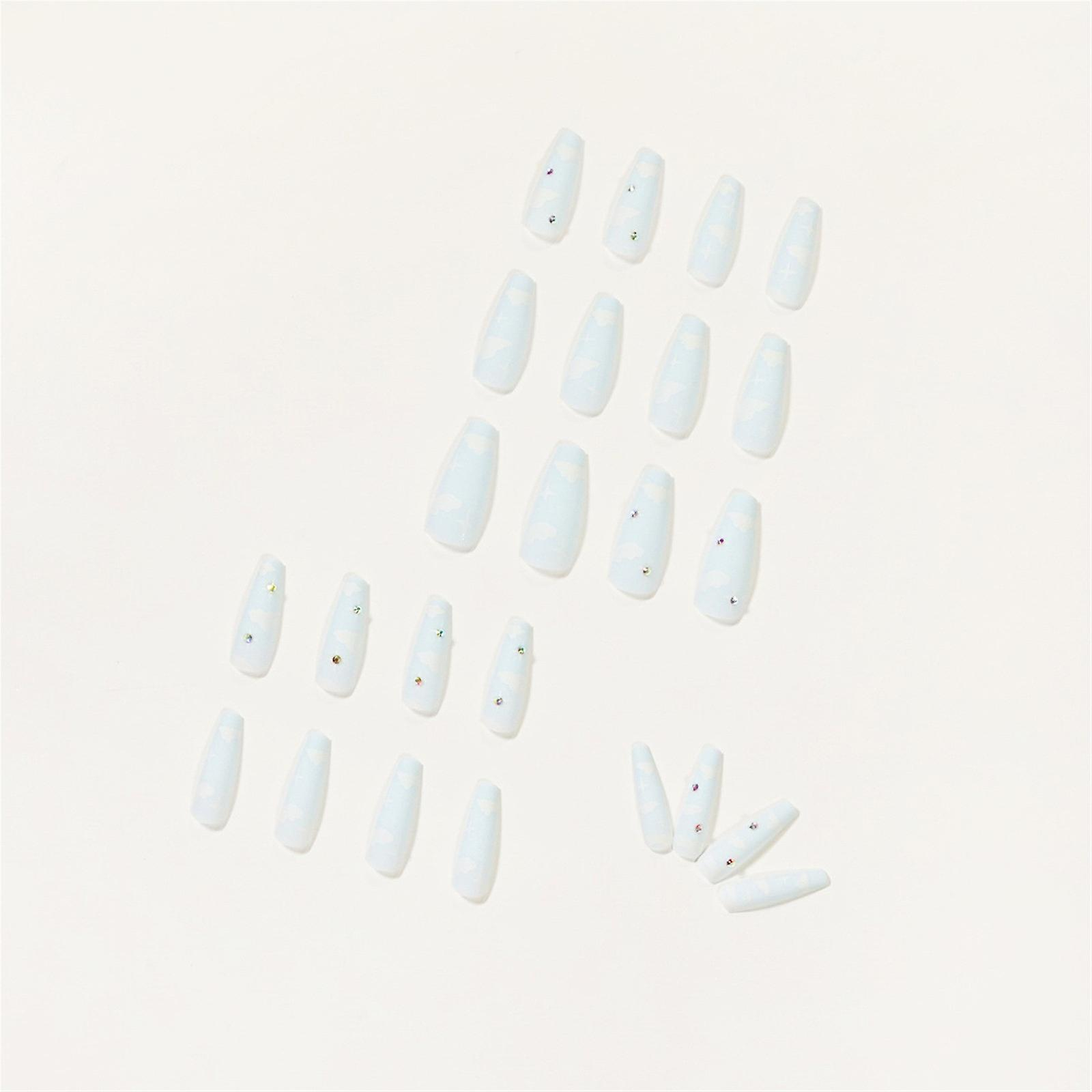 Foto 4 pulgar | Presionador Extra Largo Con Forma De Nubes Azules De Fake Nails Huoguo  24 Unidades - Venta Internacional.