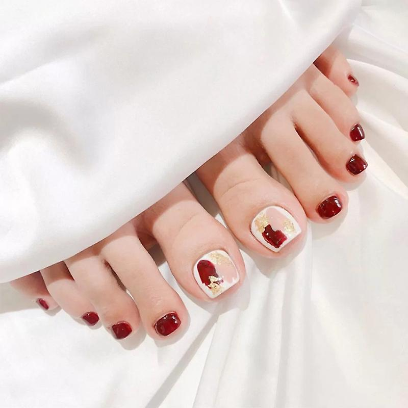 Foto 1 | Uñas Postizas Huoguo  Borgoña  Con Flores De Larga Duración - Venta Internacional.