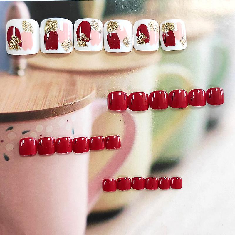 Foto 2 | Uñas Postizas Huoguo  Borgoña  Con Flores De Larga Duración - Venta Internacional.