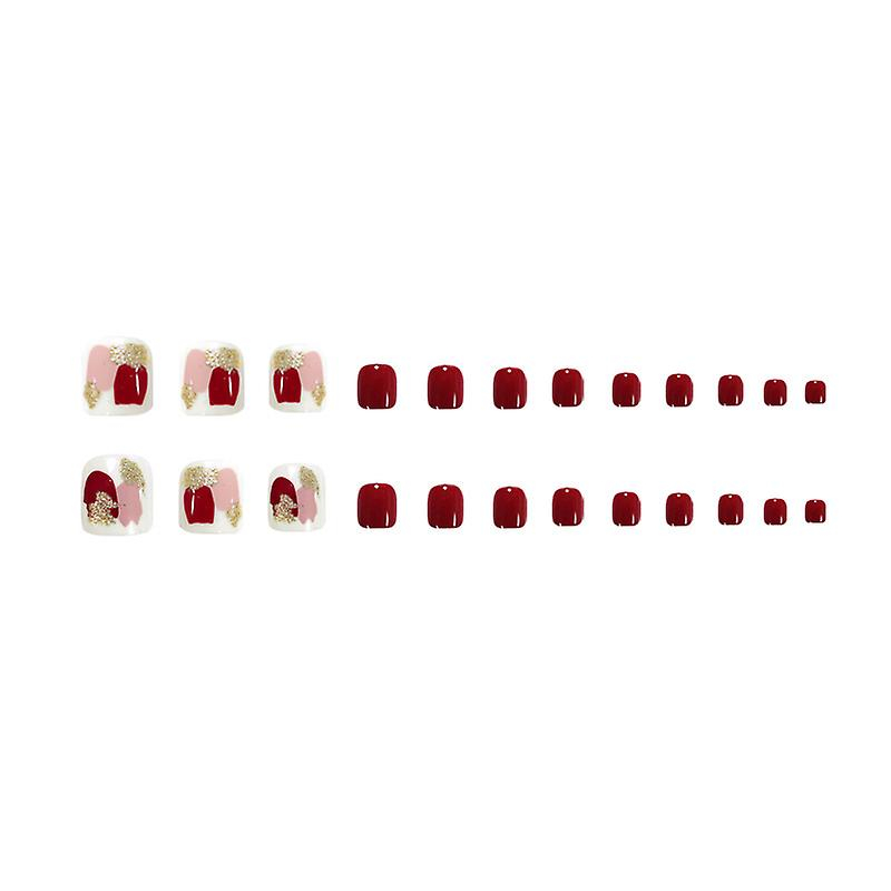 Foto 3 | Uñas Postizas Huoguo  Borgoña  Con Flores De Larga Duración - Venta Internacional.