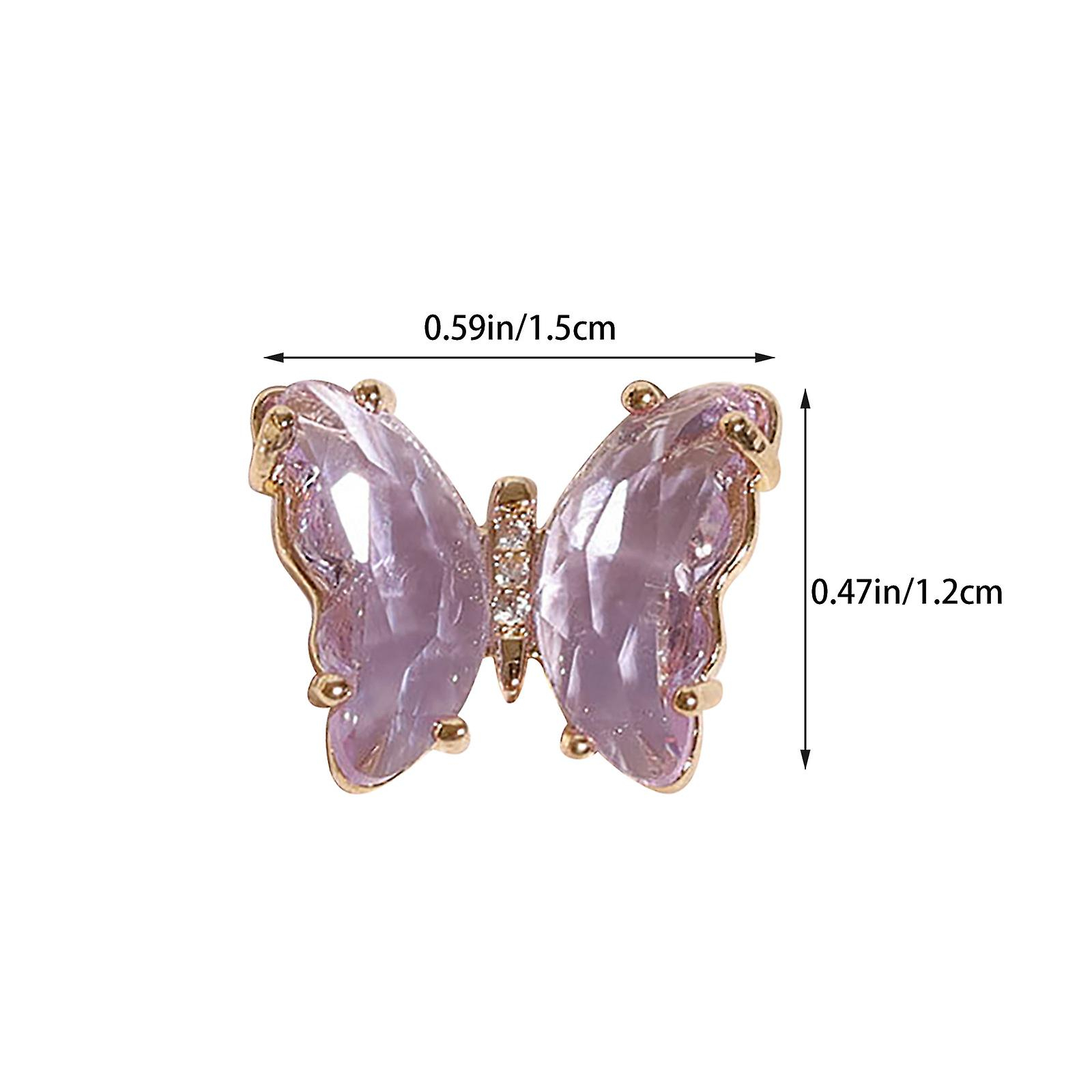 Foto 5 pulgar | Pendiente Para Decoración De Uñas Con Diamantes De Imitación Y Mariposa De Cristal Huoguo - Venta Internacional.