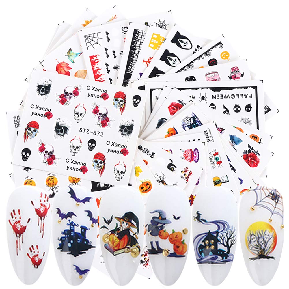 Foto 2 pulgar | Adhesivos Para Uñas Huoguo Halloween Water Transfer  24 Hojas - Venta Internacional.