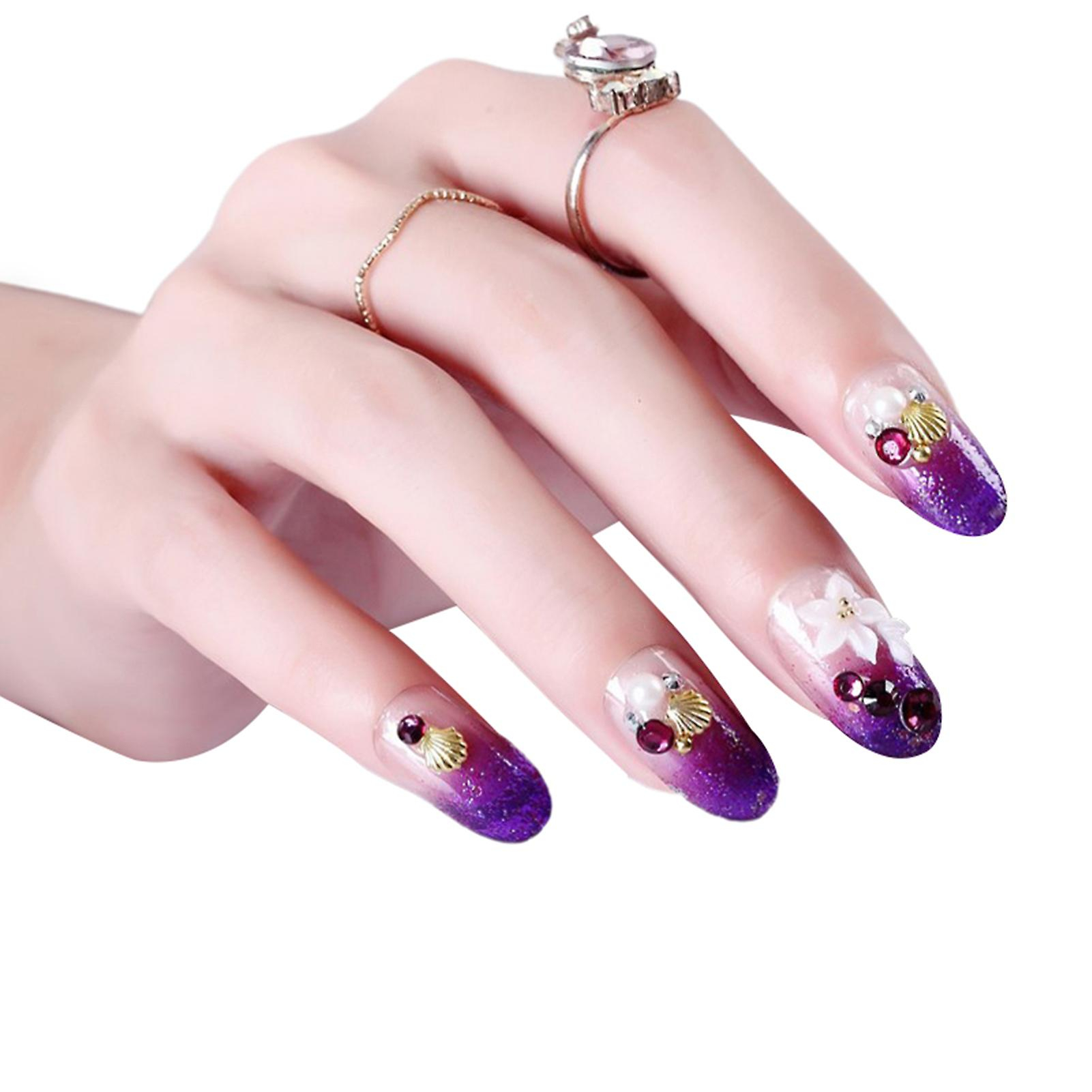 Foto 2 pulgar | Presiona Uñas Huoguo Morado Degradado Con Puntas Largas X24 - Venta Internacional.