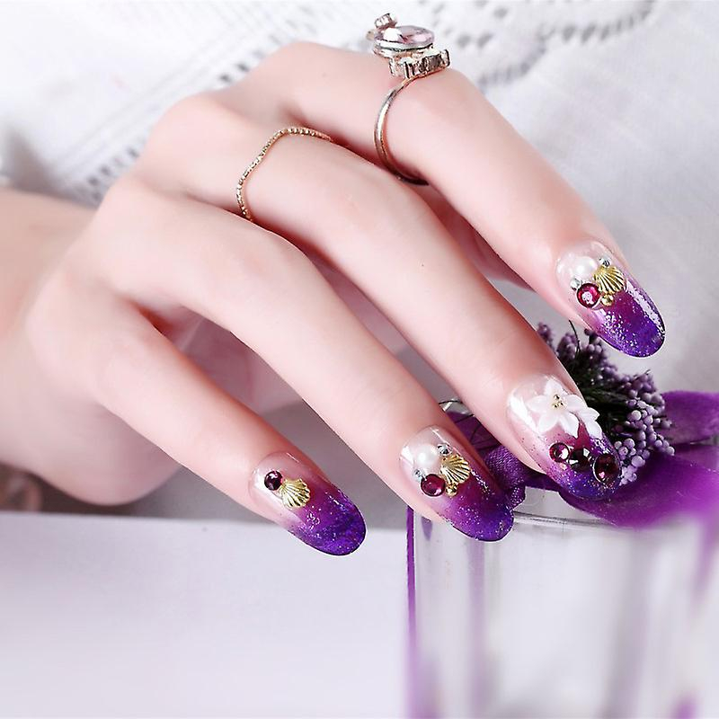 Foto 3 pulgar | Presiona Uñas Huoguo Morado Degradado Con Puntas Largas X24 - Venta Internacional.