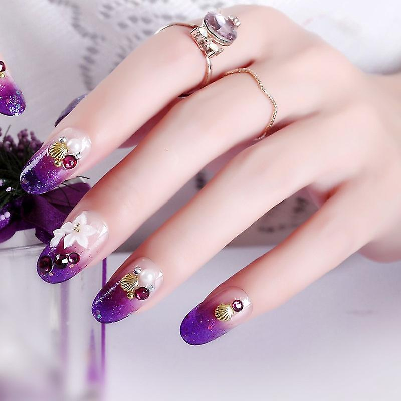 Foto 4 pulgar | Presiona Uñas Huoguo Morado Degradado Con Puntas Largas X24 - Venta Internacional.