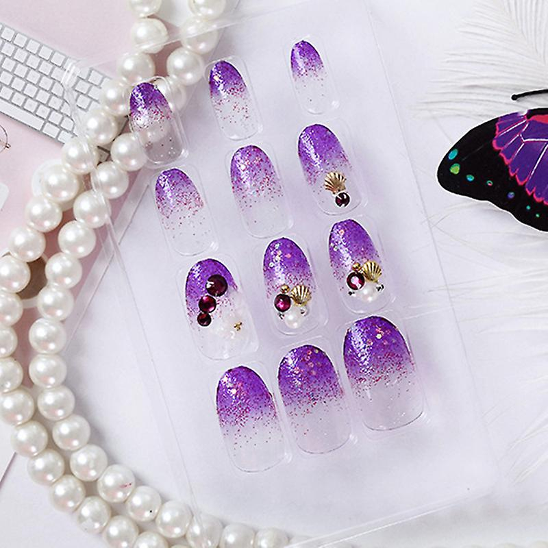 Foto 6 pulgar | Presiona Uñas Huoguo Morado Degradado Con Puntas Largas X24 - Venta Internacional.