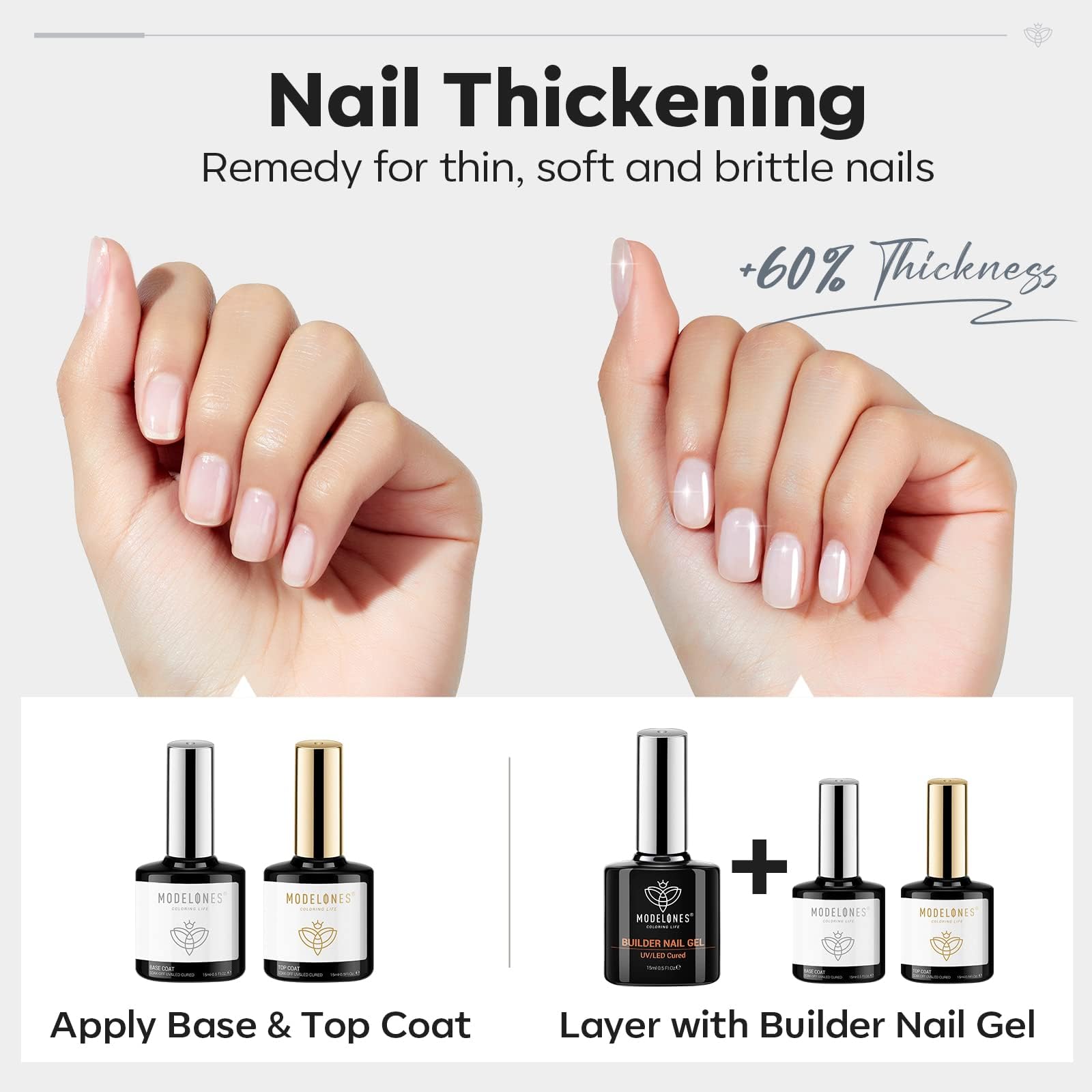 Foto 4 pulgar | Kit De Gel Para Uñas Modelones Builder Nail Gel, 3 Unidades Con Capa Base Superior - Venta Internacional.