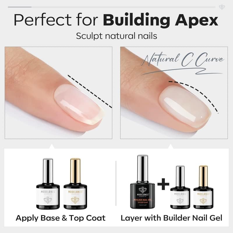 Foto 5 pulgar | Kit De Gel Para Uñas Modelones Builder Nail Gel, 3 Unidades Con Capa Base Superior - Venta Internacional.