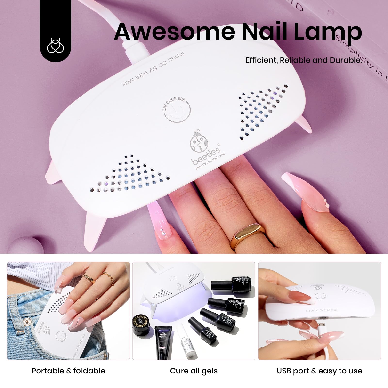 Foto 6 | Kit De Gel Para Uñas Beetles Poly, Lámpara Uv De 6 Colores, Todo En Uno - Venta Internacional.