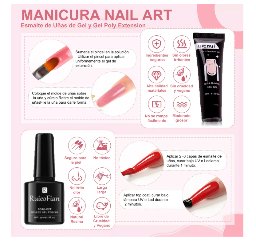 Foto 4 pulgar | Kit De Manicure Xtellar Polygel Completo Pulidor Uñas Profesional