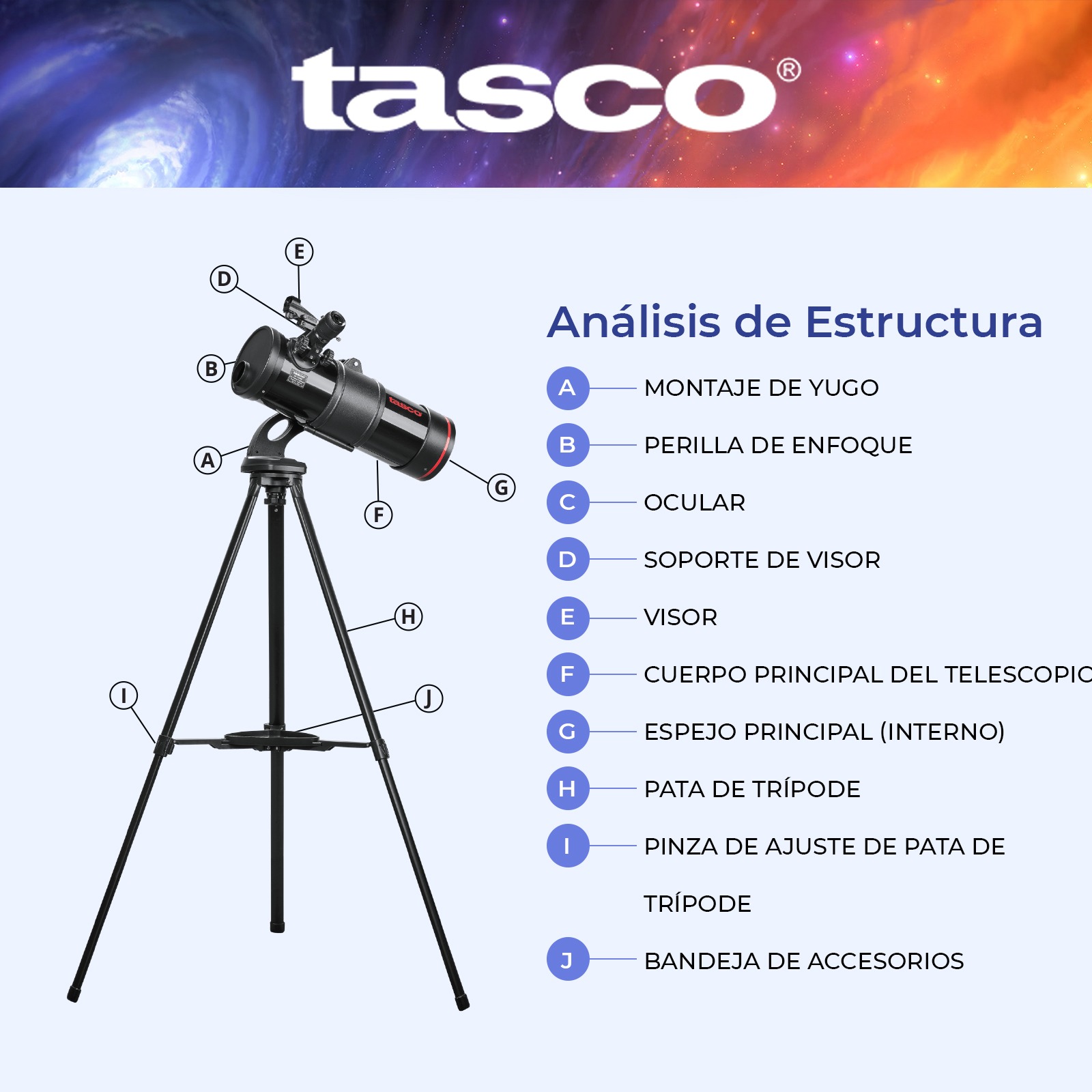 Foto 9 pulgar | Telescopio Astronómico Reflector Tasco Spacestation 114x500mm Profesional