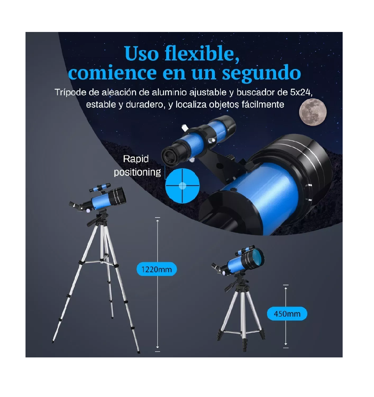 Foto 4 pulgar | Telescopio Astronómico BELUG Profesional  Monocular 150x Azul