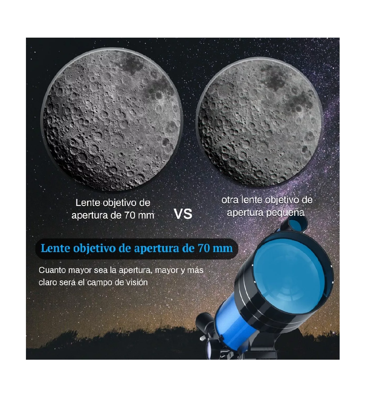 Foto 5 pulgar | Telescopio Astronómico BELUG Profesional  Monocular 150x Azul