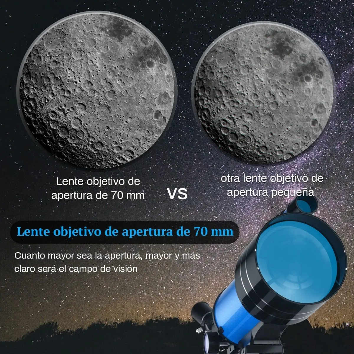 Foto 6 pulgar | Telescopio Astronómico Profesional 70/300mm Monocular 150x Lab.g Azul