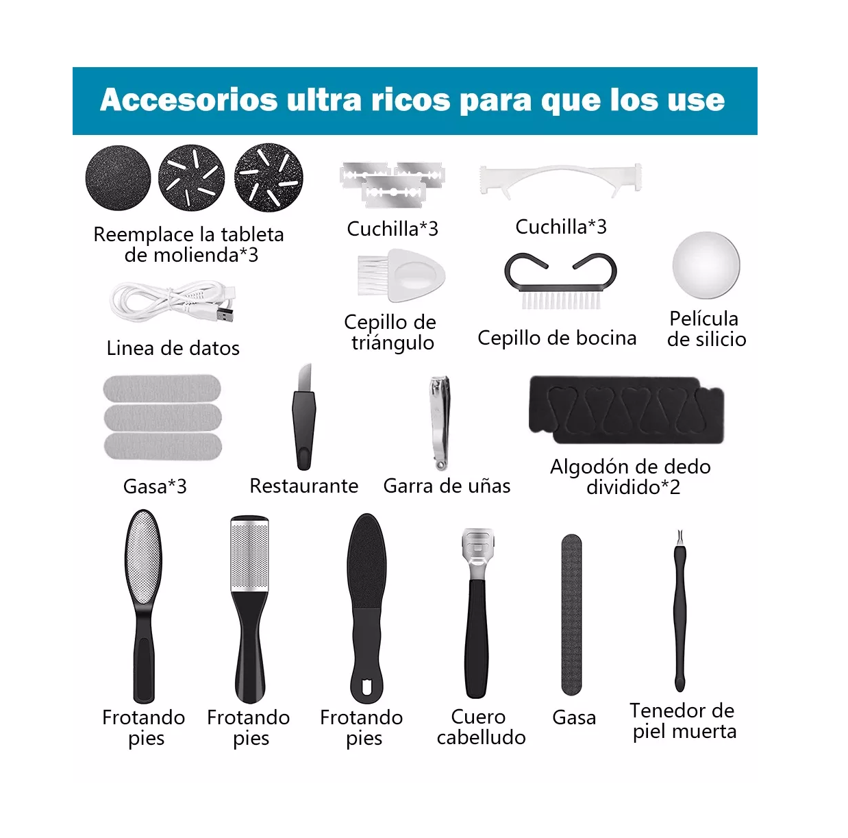 Foto 7 pulgar | Removedor de Callos Eléctrico para Pies con Vacío Negro