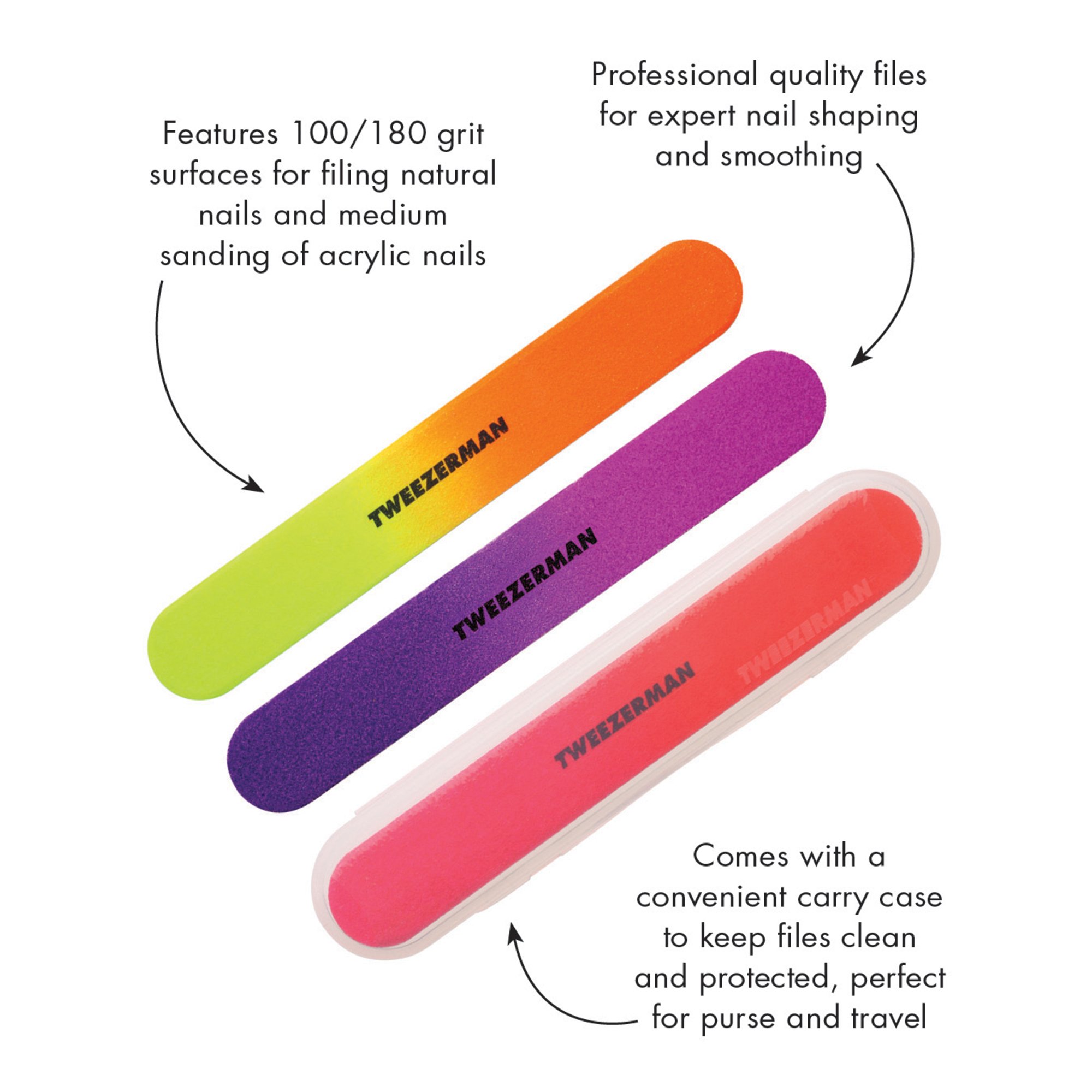 Foto 6 | Set De Limas De Uñas Tweezerman Neon Hot, Grano 100/180, 3 Unidades - Venta Internacional.