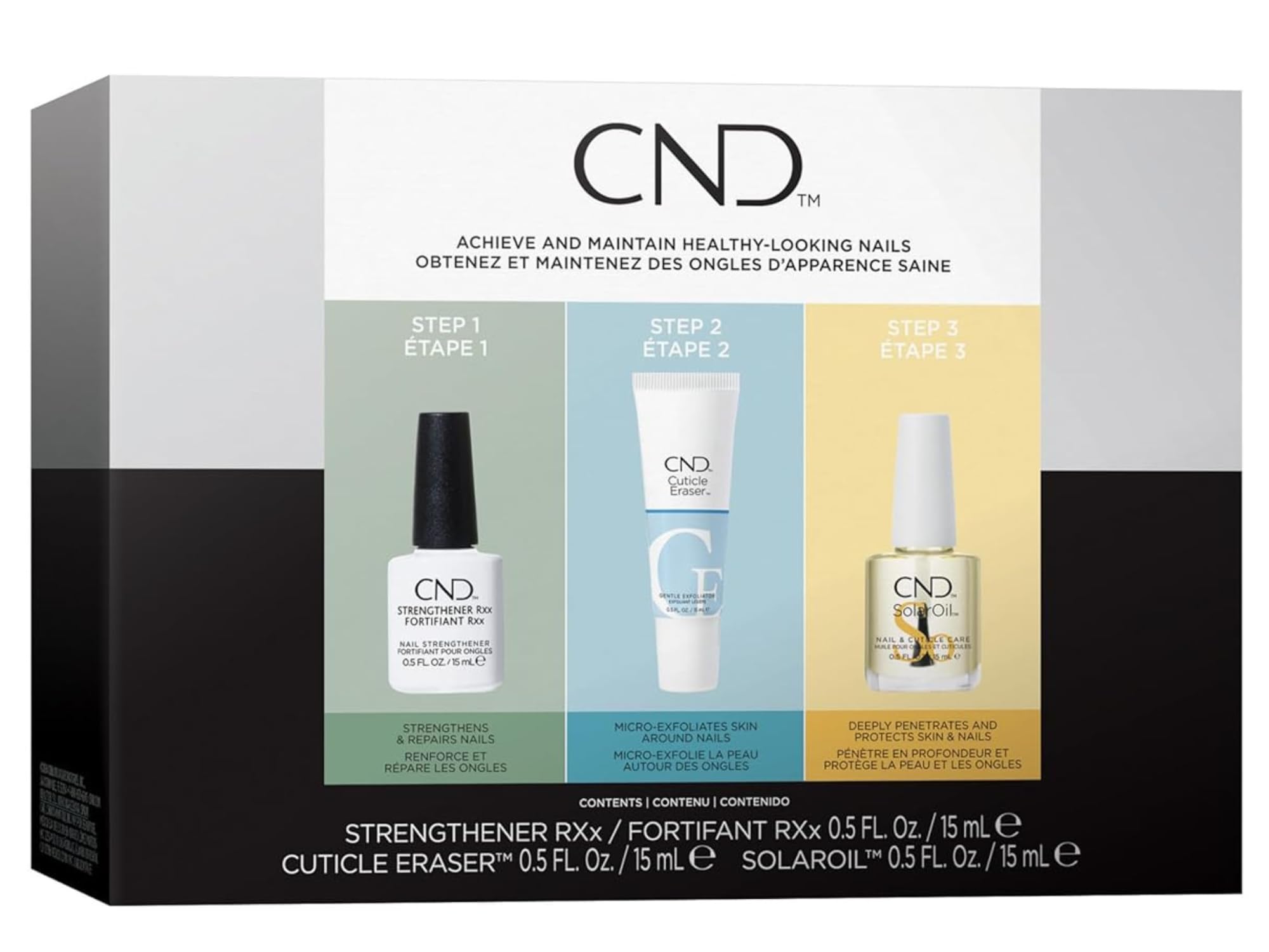 Kit Cnd Triple C Para Tratamiento De Uñas, Borrador De Cutículas, Fortalecedor, Rxx - Venta Internacional.