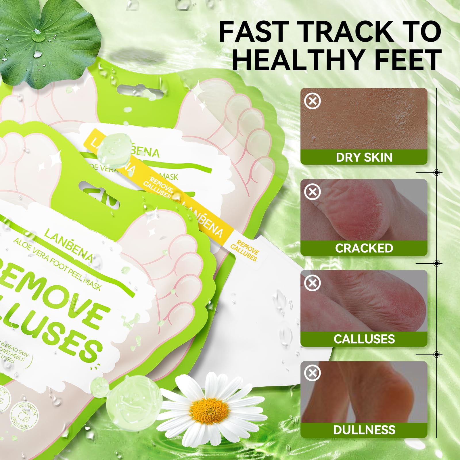 Foto 5 pulgar | Mascarilla Exfoliante Para Pies Lanbena Aloe Vera Para Pies Secos Y Agrietados - Venta Internacional.