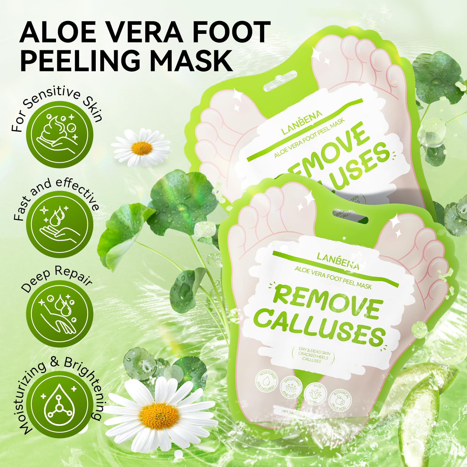 Foto 6 | Mascarilla Exfoliante Para Pies Lanbena Aloe Vera Para Pies Secos Y Agrietados - Venta Internacional.