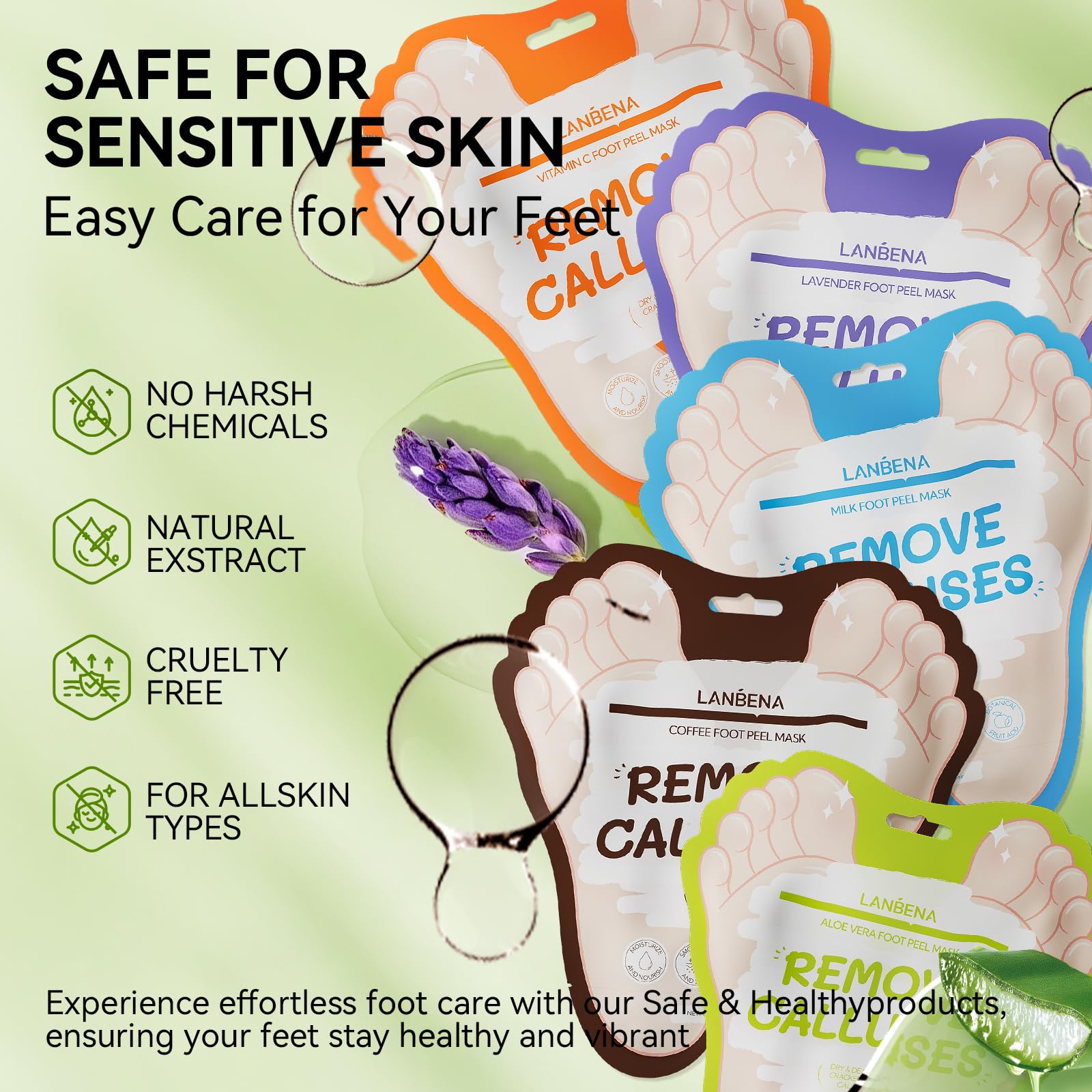 Foto 8 pulgar | Mascarilla Exfoliante Para Pies Lanbena Aloe Vera Para Pies Secos Y Agrietados - Venta Internacional.