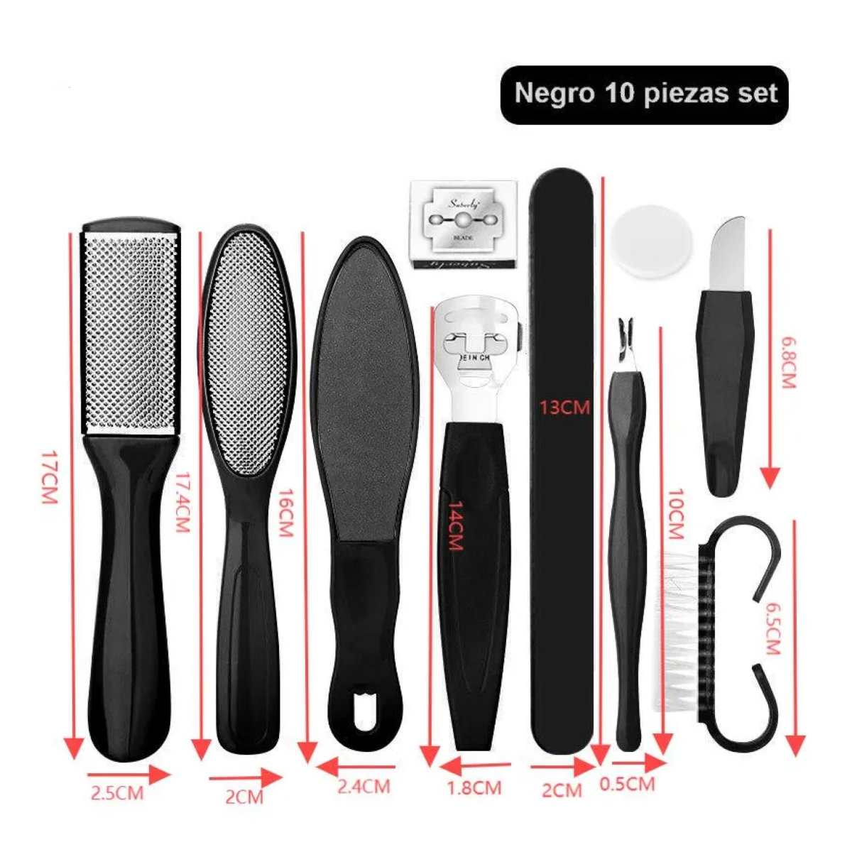 Foto 3 pulgar | Kit 10 Pcs Doble Superficie Removedores De Callos Eo Safe Imports Esi-19031 Negro