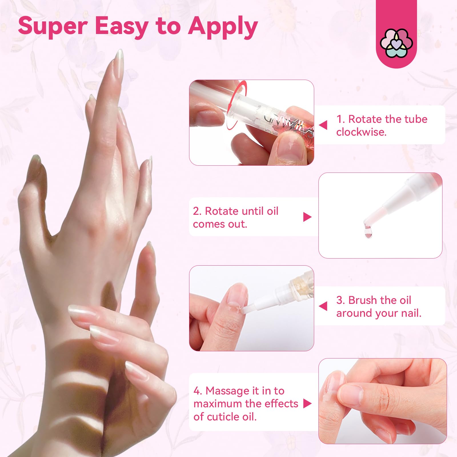 Foto 7 pulgar | Lápiz De Aceite Para Cutículas Saviland Floral, 5 Ml, Para Crecimiento De Uñas Con Flores, 6 Unidades - Venta Int