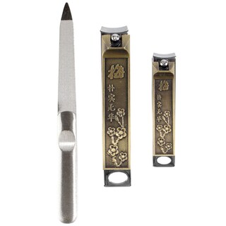 Foto 1 | Juego De Cortaúñas De Bambú Y Latón Con Detalles De Flores De Ciruelo - Venta Internacional.