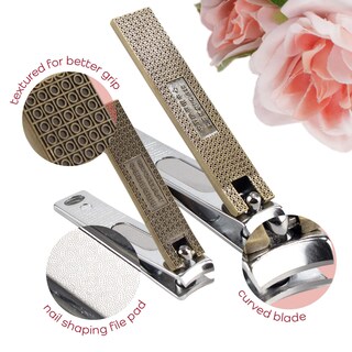 Foto 4 | Juego De Cortaúñas De Bambú Y Latón Con Detalles De Flores De Ciruelo - Venta Internacional.