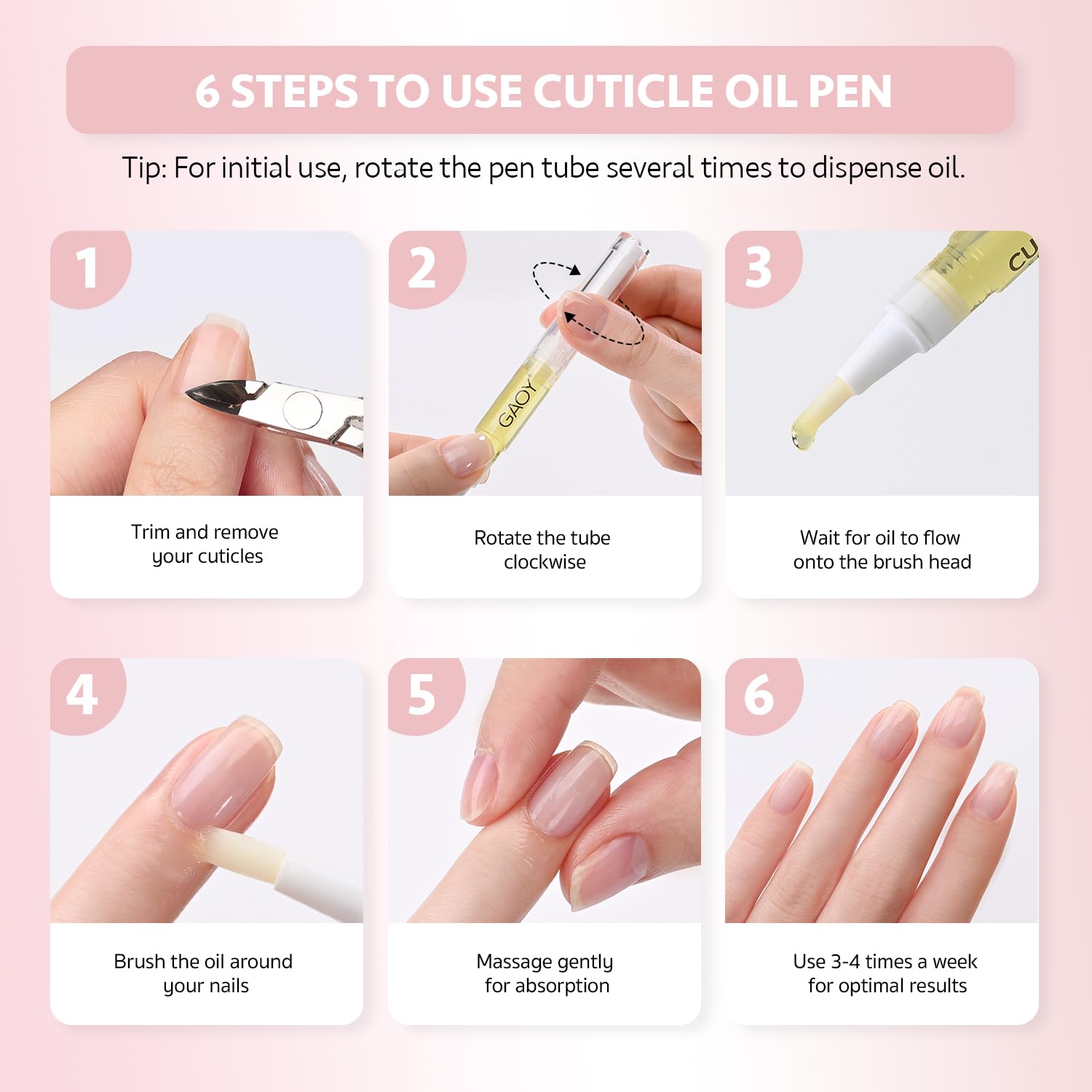 Foto 7 pulgar | Juego De Bolígrafos De Aceite Para Cutículas Gaoy, 6 Unidades Con Vitamina E Para El Cuidado De Las Uñas - Ven