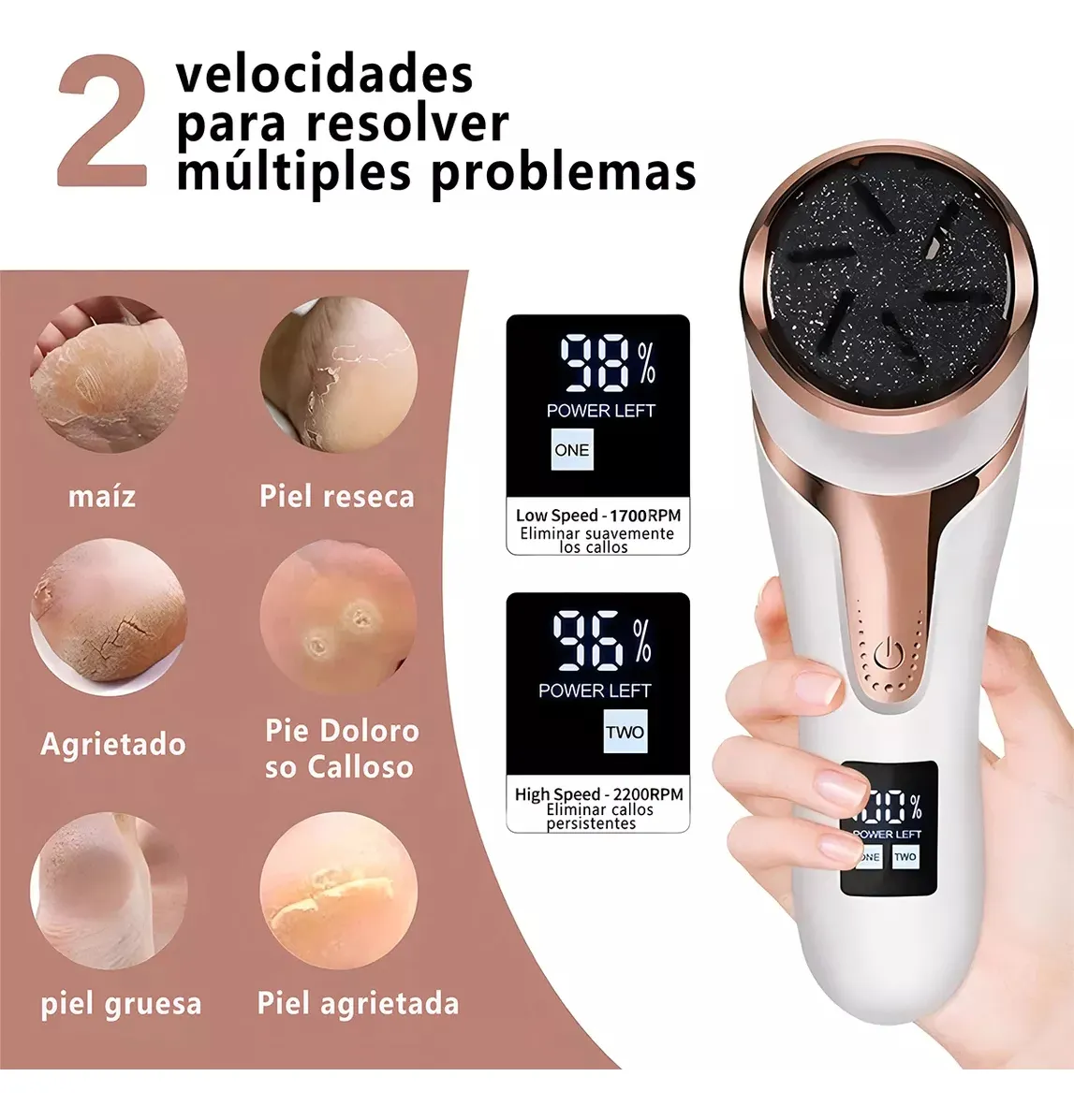 Foto 4 pulgar | Removedor De Callos Electrico 25 Piezas Blanco Dorado