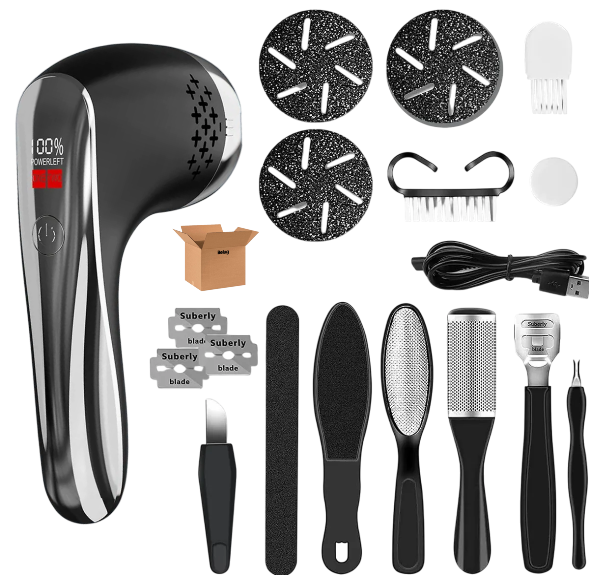 Foto 2 pulgar | Removedor De Callos Belug  Eléctrico Lima De Pies Kit Pedicure Negro