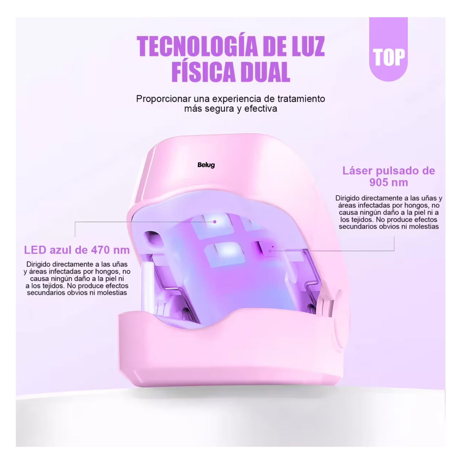Foto 4 pulgar | Tratamiento Láser De Hongos En Las Uñas Y Onicomicosis Belug, Rosa