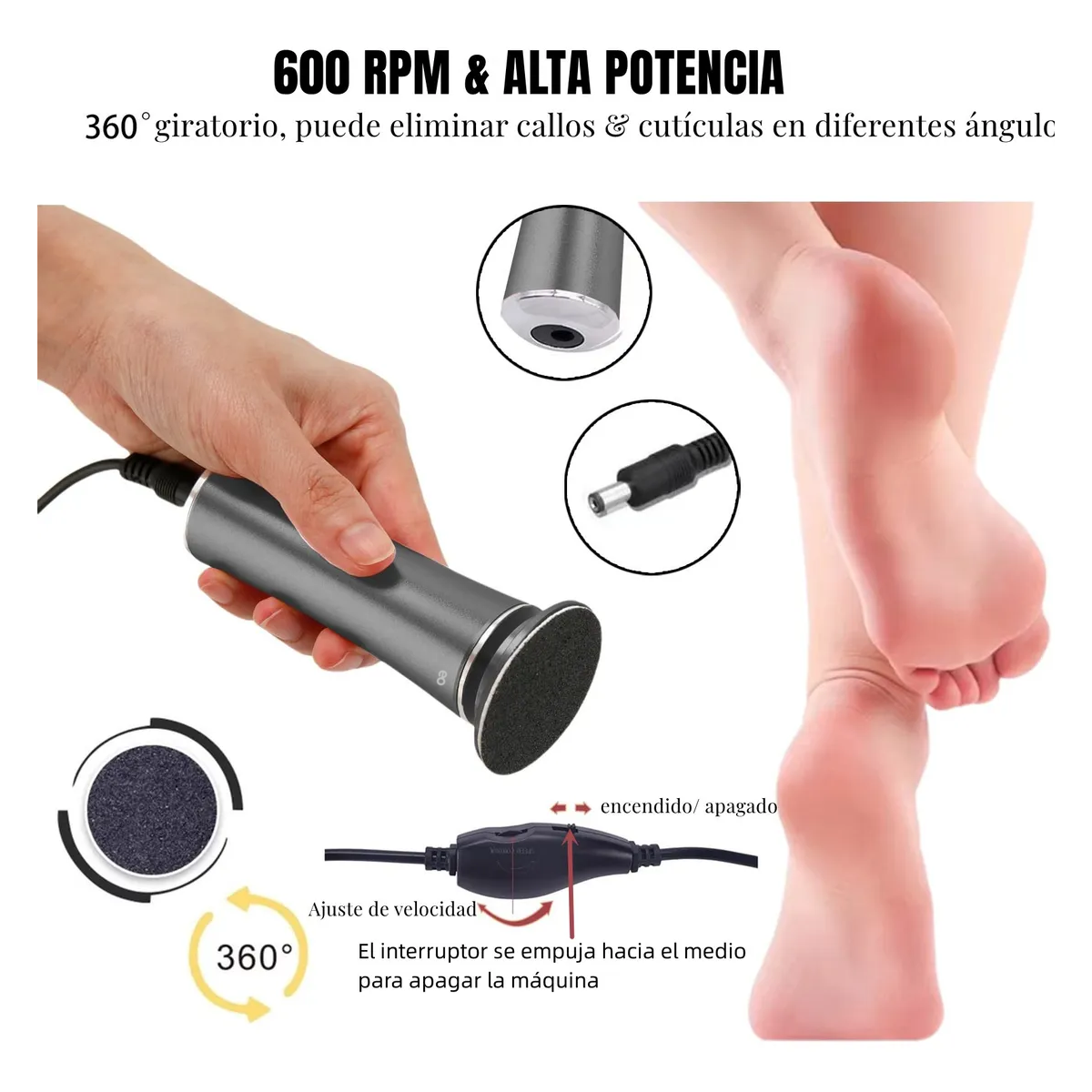 Foto 4 pulgar | Máquinas Exfoliadoras Removedor De Callos Lima Para Pies Eo Safe Imports Esi-19026 Negro
