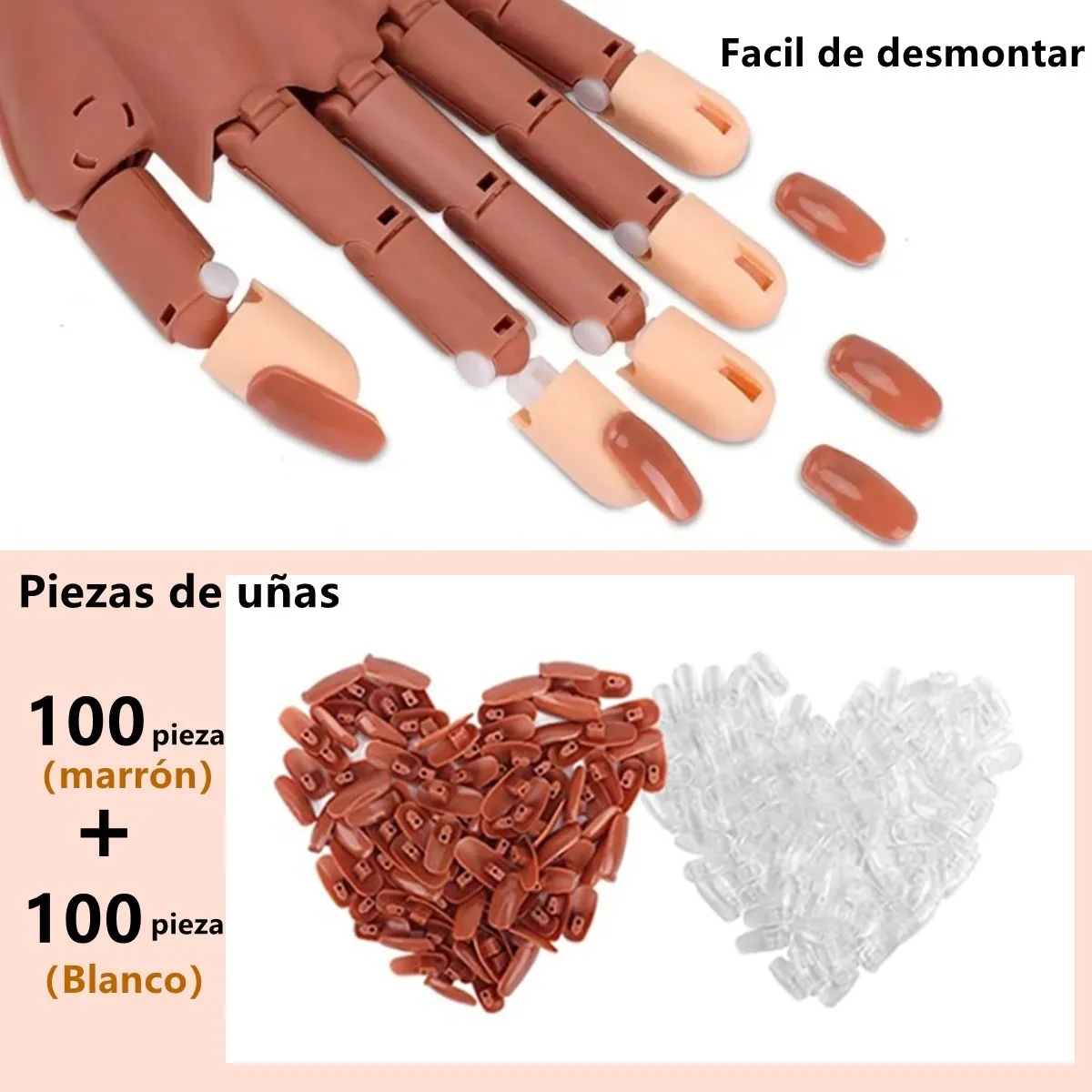 Foto 3 pulgar | Mano Práctica Para Aplicación De Uñas Profesional 100 Tips