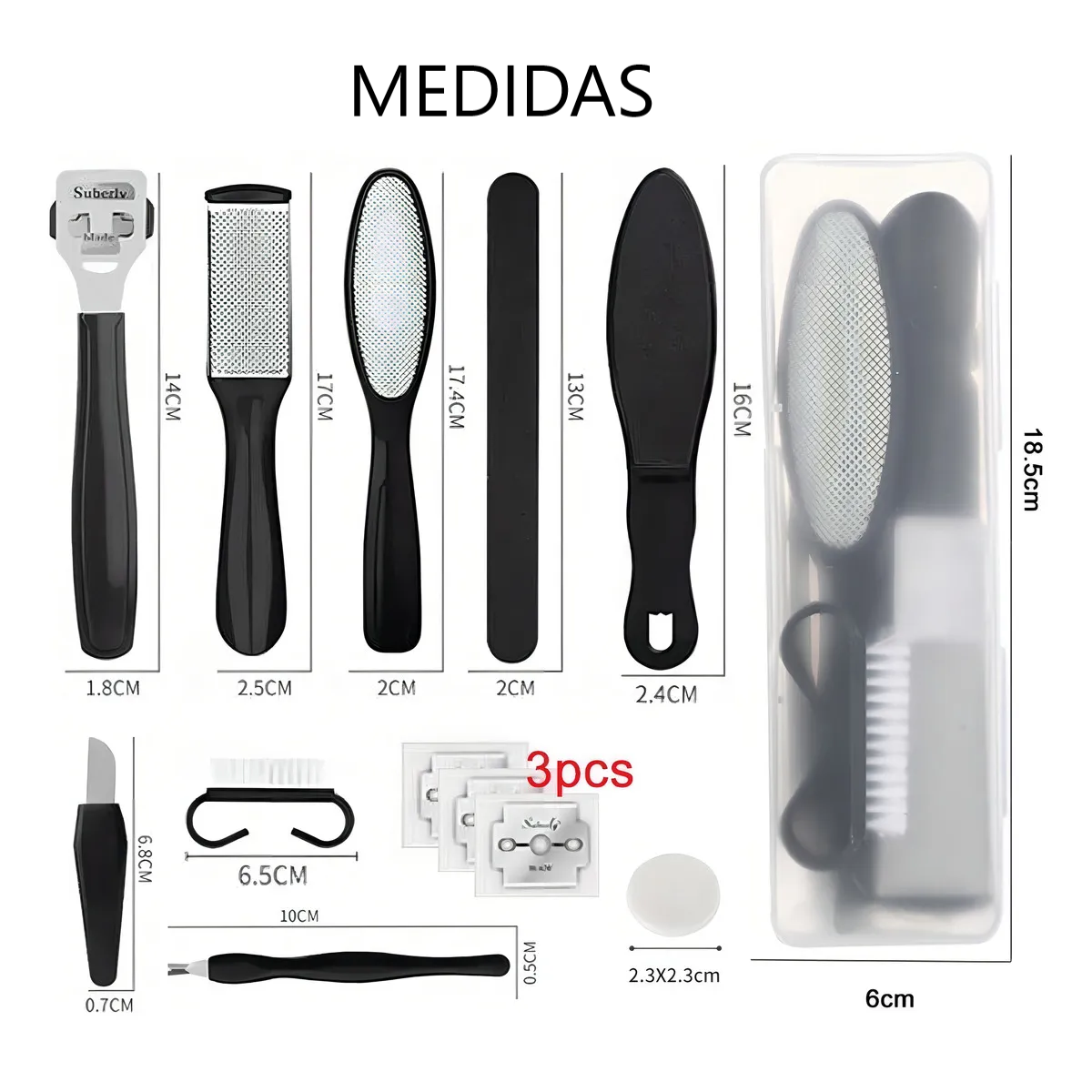 Foto 4 pulgar | Set Pedicura para Pies Piezas Safe Imports Esi-19029 Negro